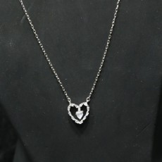 92.5 Fancy Sterling Silver Chain With Stoned Pendant